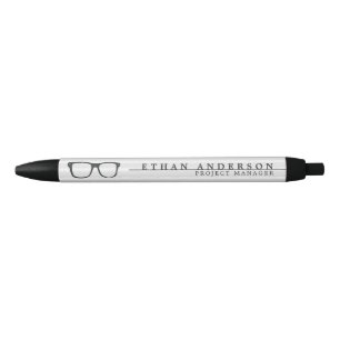 Stylo Noir Lunettes Sérieuses Nom Personnalisé Drôle