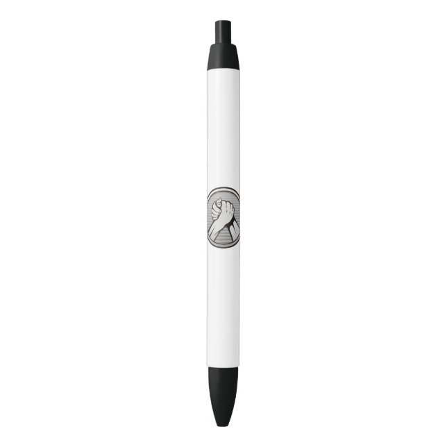 Stylo Noir Lutte de bras Argent (devant Vertical)