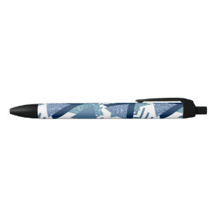 Stylo Noir Luxe Abstrait des Années 80 Formes Turquoise et