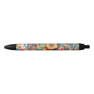 Stylo Noir Magnifique bouquet de fleurs
