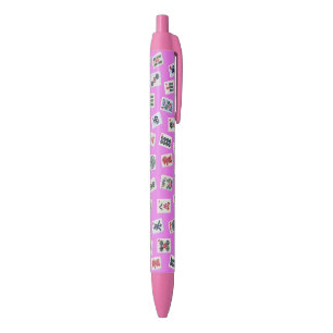 Stylo Noir MahJongg conception de tuiles sur rose