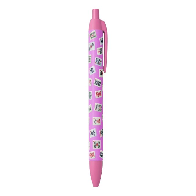 Stylo Noir MahJongg conception de tuiles sur rose (Bas (Vertical))