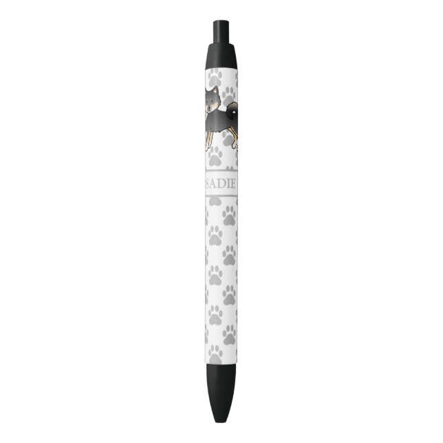 Stylo Noir Malamute d'Alaska noir et feu dessin animé de chie (devant Vertical)