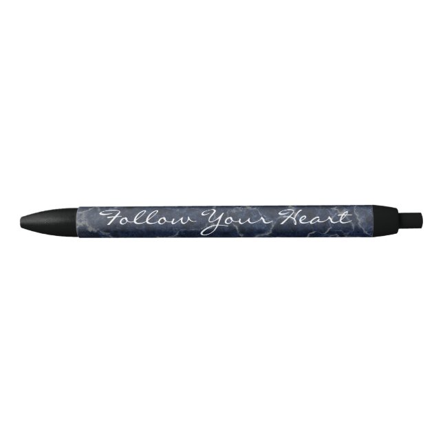 Stylo Noir Marbre bleu foncé Suivez votre citation du coeur (Devant)