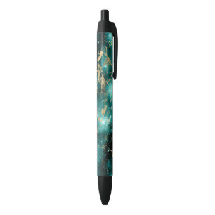 Stylo Noir Marbre de l'espace Noir vert étoile doré