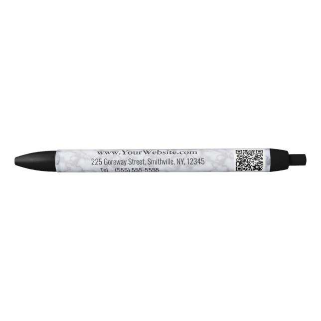 Stylo Noir Marbre gris argent Faux (Devant)