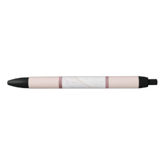 Stylo Noir Marbre Rose or rayures rose