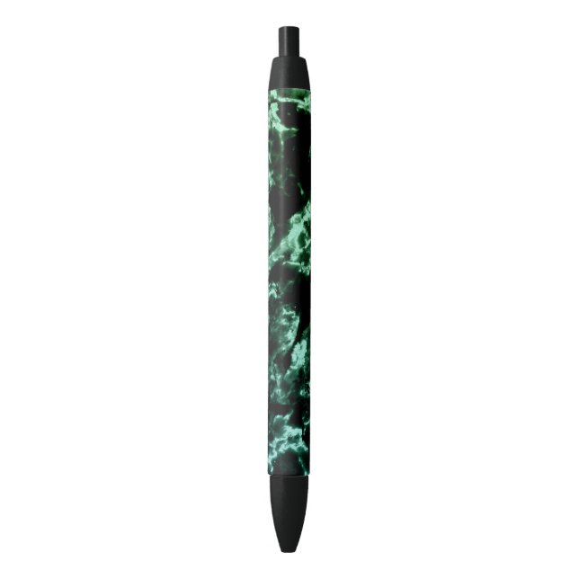Stylo Noir Marbre vert sur noir (devant Vertical)