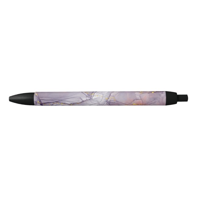 Stylo Noir Marbre violet et or (Devant)