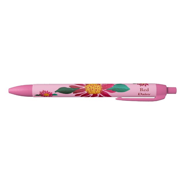 Stylo Noir Marguerite rouge  (Bas)