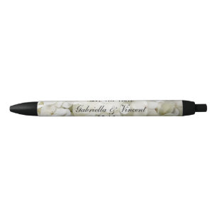 Stylo Noir Mariage aux fleurs d'Hydrangea blanche Enregistrer