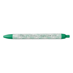 Stylo Noir mariage dentelle encre sténo souvenir cadeau aqua