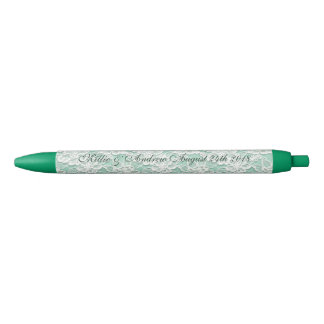 Stylo Noir mariage dentelle encre sténo souvenir cadeau aqua