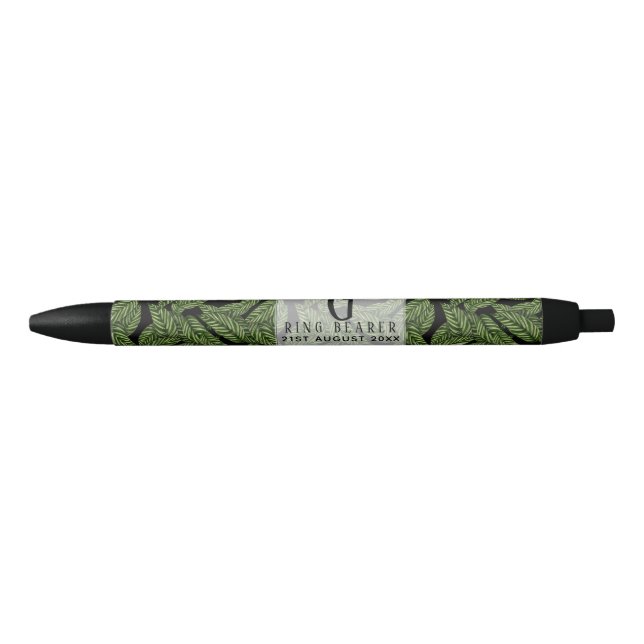 Stylo Noir Mariage PORTE-BAIN Tropique Feuille verte Monogram (Devant)