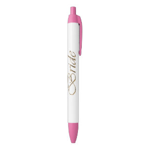Stylo Noir Mariée, écriture or élégant mariage chic