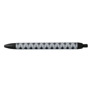 Stylo Noir Marine bleu et blanc Seigaiha vagues motif