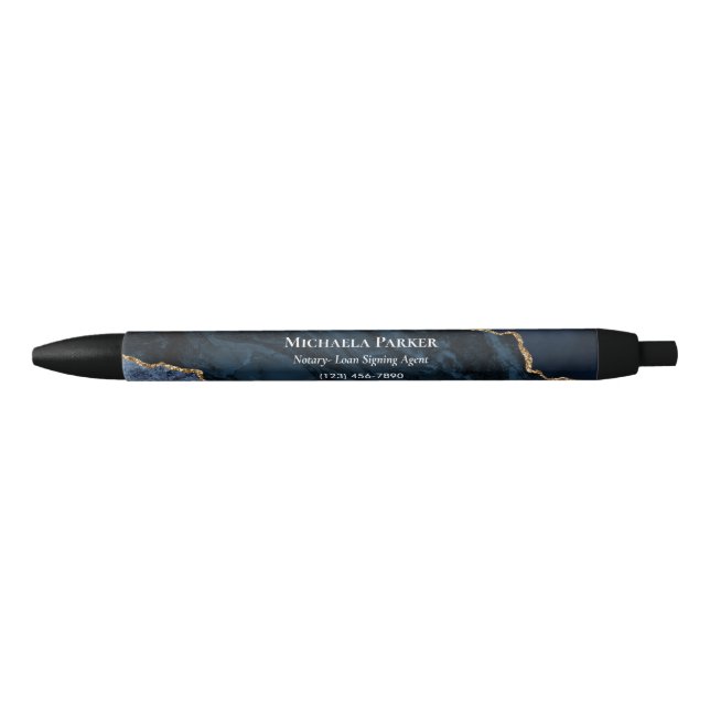 Stylo Noir Marine Blue Gold Agate White Modern Business (Devant)