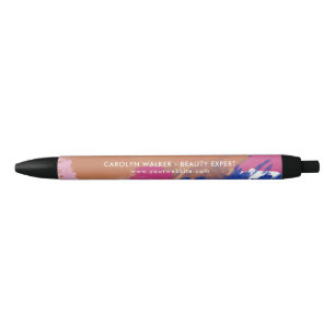 Stylo Noir Marine et fuchsia - traçages d'aquarelle - nom