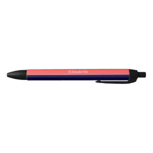 Stylo Noir Marine solide Corail bleu Rouge Nom du ruban Monog