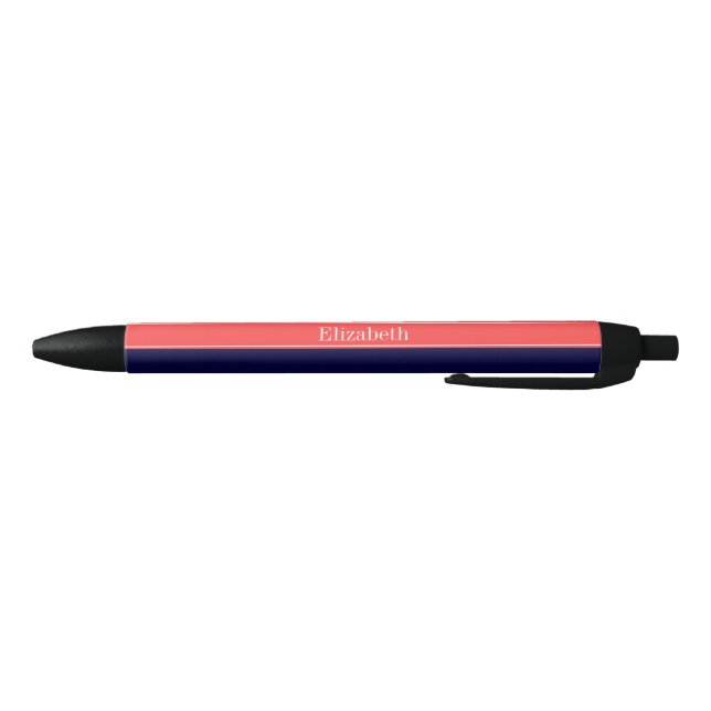 Stylo Noir Marine solide Corail bleu Rouge Nom du ruban Monog (Bas)