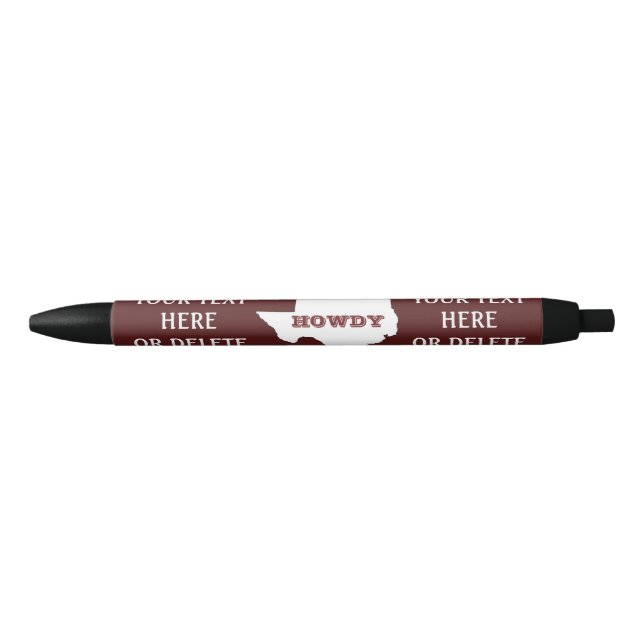 Stylo Noir Maroon Custom Text Texas Plan Howdy Texan (Devant)