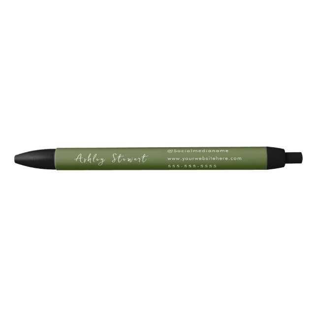 Stylo Noir Marque de script promotionnel moderne Nom Vert de  (Devant)