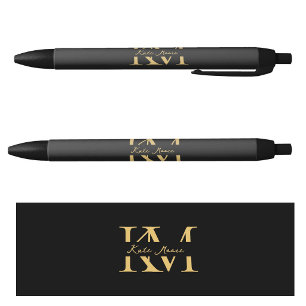 Stylo Noir Marque Moderne Professionnelle Noir Or Marketing