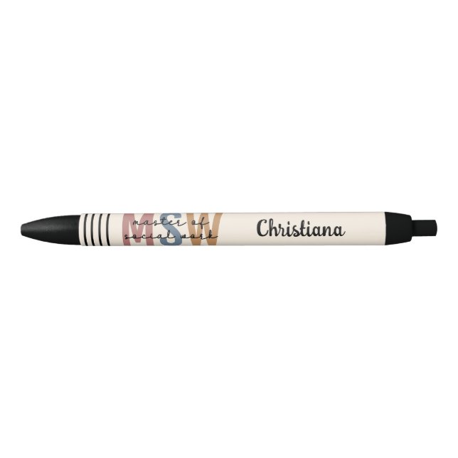 Stylo Noir Master en travail social en MSW (Devant)