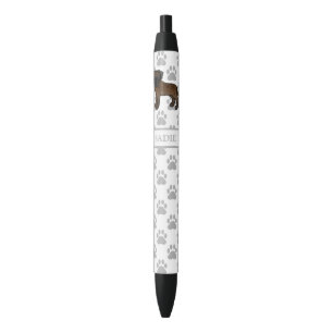 Stylo Noir Mastiff Anglais Bringé Chien de Dessin Animé Migno
