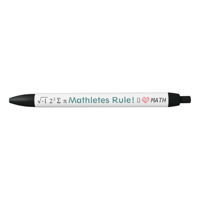 Stylo Noir Mathletes Règle I Love Math et i 8 sum pi Fun (Devant)