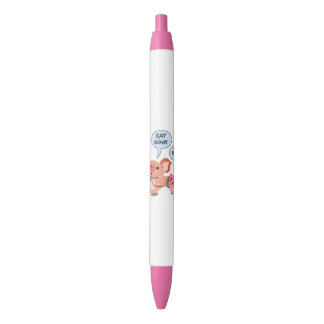Stylo Noir Médecin et patient du cochon de dessin mignon