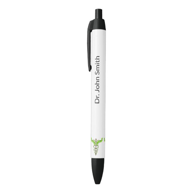 Stylo Noir Médicale holistique alternatif Caduceus Feuilles v (Haut (Vertical))