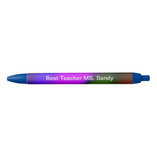 Stylo Noir Meilleur enseignant Ajouter le nom Bleu, pourpre,