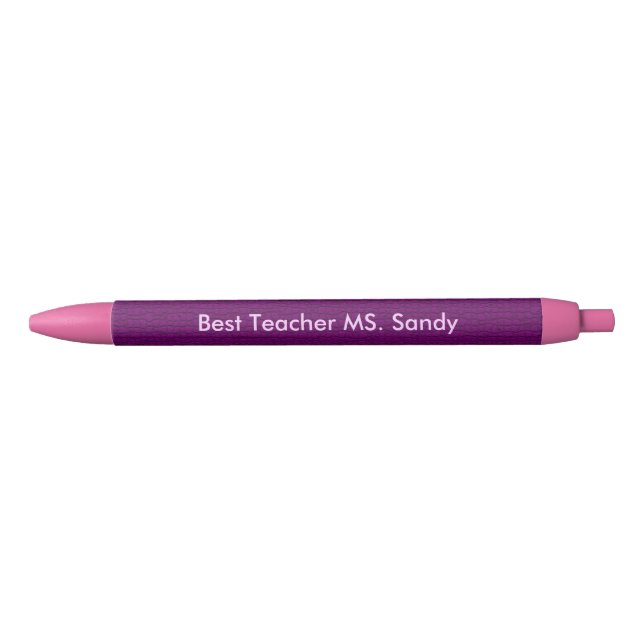 Stylo Noir Meilleur Enseignant Ajouter Nom Texturé Violet (Devant)