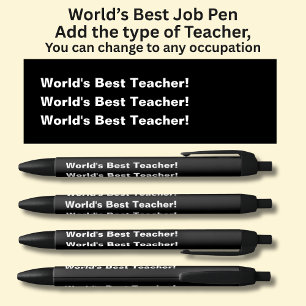 Stylo Noir Meilleur Enseignant du Monde ! - Ajouter le type,