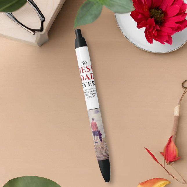 Stylo Noir Meilleur papa Jamais Père`Photo de la Journée du P (Créateur téléchargé)