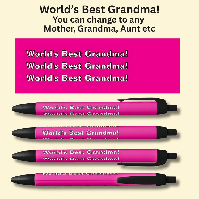 Stylo Noir Meilleure grand-mère du monde ! - Peut modifier le (Créateur téléchargé)
