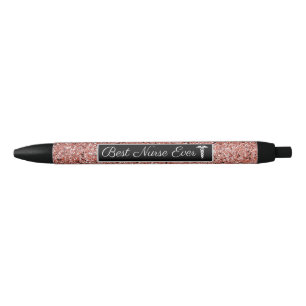 Stylo Noir Meilleure infirmière jamais rose Rose Rose Gold F