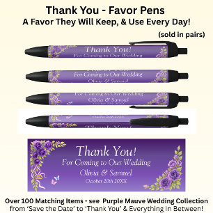 Stylo Noir Merci, Fleurs Mauve Pourpre & Mariage Blanc