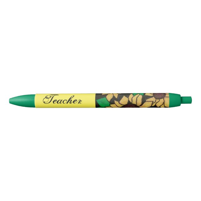 Stylo Noir Merci joyeux de l'enseignant Sunflower (Devant)