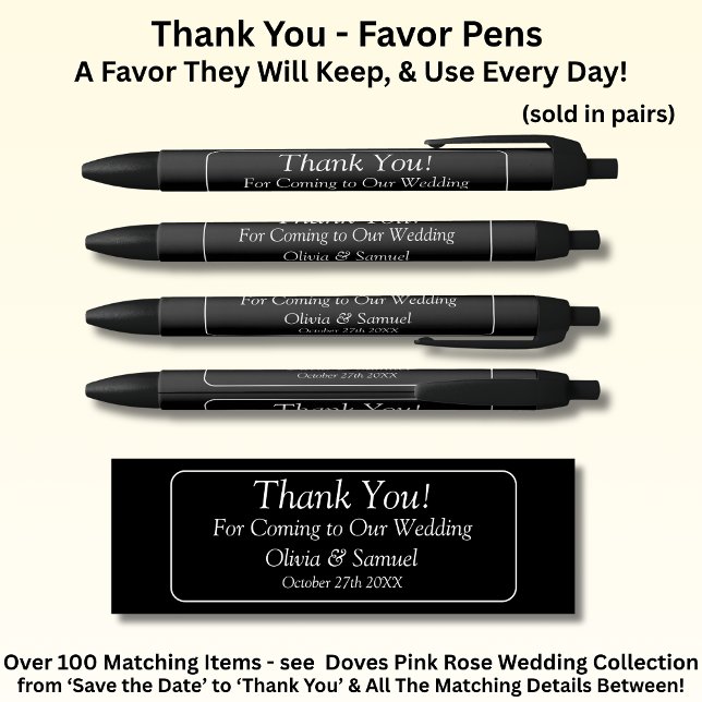 Stylo Noir Merci, Mariage Noir Blanc  (Créateur téléchargé)
