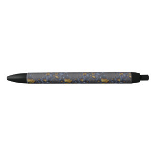 Stylo Noir Métal Moulé or et argent bleu