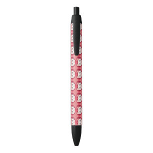 Stylo Noir Mignon Chat Blanc avec Design Kawaii Kitty Love