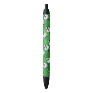 Stylo Noir Mignonne mouton à Santa Chapeau sur vert