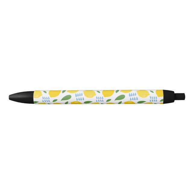 Stylo Noir Mignons et feuilles verts motif (Devant)
