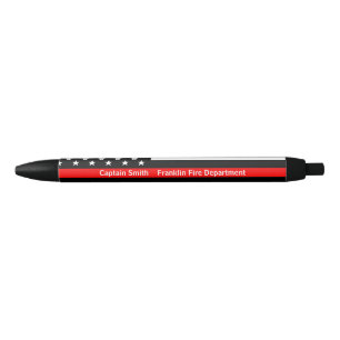 Stylo Noir Mince Red Line Flag Firefighter Personnalisé