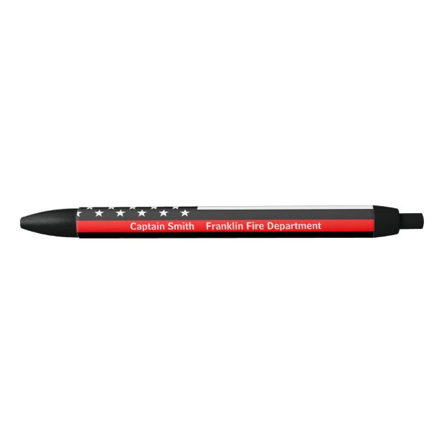 Stylo Noir Mince Red Line Flag Firefighter Personnalisé (Devant)