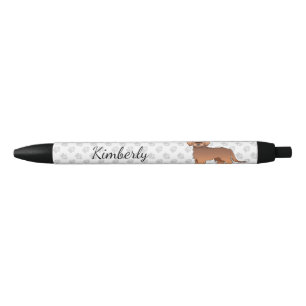 Stylo Noir Mini Goldendoodle roux dessin animé de chien & nom