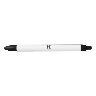 STYLO NOIR MINIMALISTE NOIR MONOGRAMME À UNE LETTRE NOM BLANC