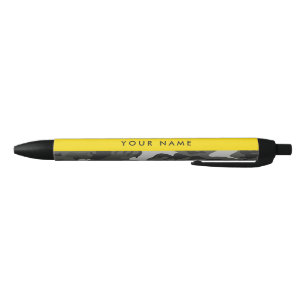 Stylo Noir Modèle de camouflage gris, Votre nom, Personnalise
